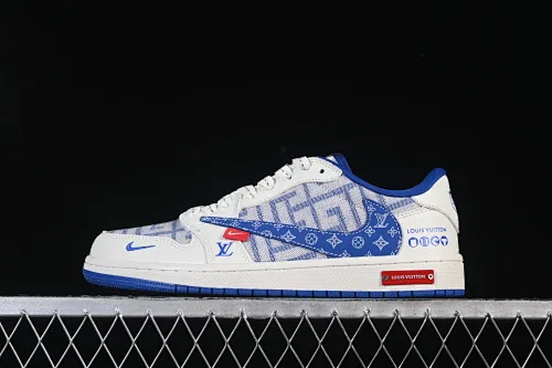 All categories Air Jordan Jordan series basketball shoes Air Jordan 1 Low High-end customized low-top sneakers Travis Scott x Fragment Design x Air Jordan 1 Low OG SP AJ1 Joe 1 LV joint white and blue denim low-top cultural casual sneakers SC0601-055